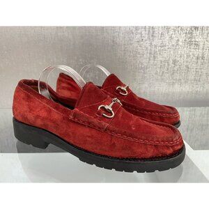 DAVID AARON Women’s Red Suede Leather Loafers Size: 3-4 (A308)